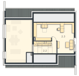 Rzut projektu Franklin IV (LMB101c) - Strych (przykładowa aranżacja)
