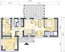 Rzut projektu Ribeira II (DCB135a) - Parter