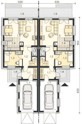 Rzut projektu Norwich II (LMBL41A) - Parter