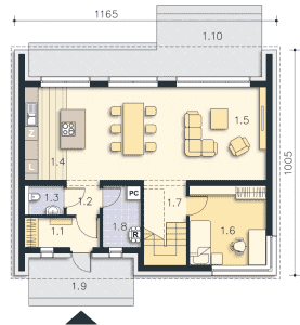 Rzut projektu Londyn (DCP377) - Parter