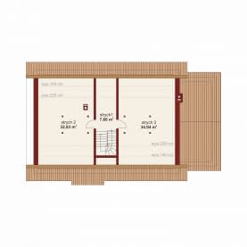 Rzut projektu Domena 104 A-T - Rzut poddasza