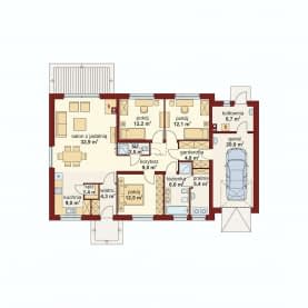 Rzut projektu Atlant 1 A - Rzut parteru