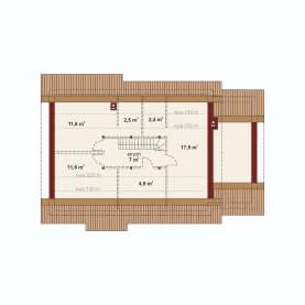 Rzut projektu Atlant 1 A - Rzut poddasza