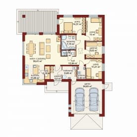 Rzut projektu Domena 124 B1 - Rzut parteru