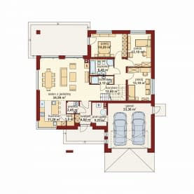 Rzut projektu Domena 140 B - Rzut parteru