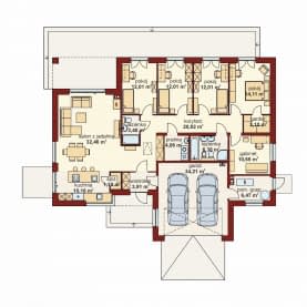Rzut projektu Domena 143 B - Rzut parteru