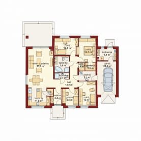 Rzut projektu Domena 121 A - Rzut parteru