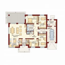 Rzut projektu Domena 124 A - Rzut parteru