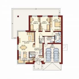 Rzut projektu Domena 132 B1 - Rzut parteru