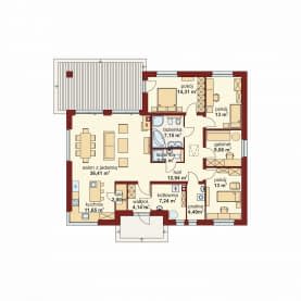 Rzut projektu Domena 124 C1 - Rzut parteru