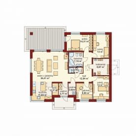 Rzut projektu Domena 124 C - Rzut parteru