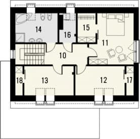 Rzut projektu Seszele z garażem - Piętro