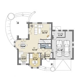 Rzut projektu Aleksander II - Parter