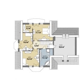 Rzut projektu Aleksander II - Poddasze