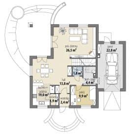 Rzut projektu Ares IV - Parter