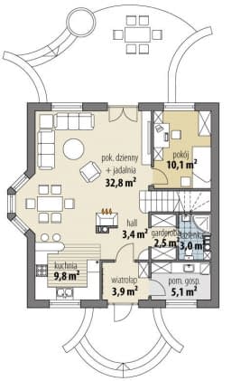 Rzut projektu Atreusz Mały III - Parter