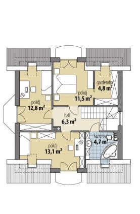 Rzut projektu Atreusz Mały III - Poddasze