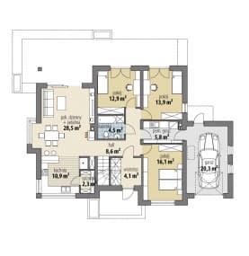 Rzut projektu Flawia III - Parter