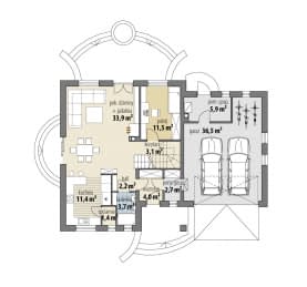 Rzut projektu Tuliusz V - Parter