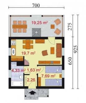 Rzut projektu BAZYLEA dom letniskowy - Parter