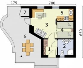 Rzut projektu VIGO dom letniskowy - Rzut parteru