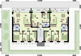 Rzut projektu SAN PEDRO 2 - budynek wielorodzinny z balkonami - Rzut drugiego piętra