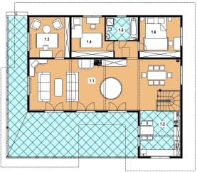 Rzut projektu L-76 z bali - Parter