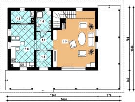 Rzut projektu L-57 murowany - Parter