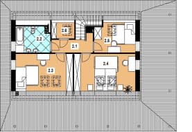 Rzut projektu L-57 murowany - Poddasze