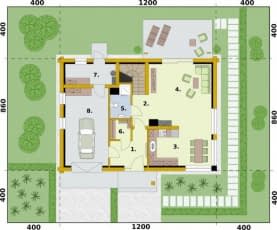 Rzut projektu RIO 2 projekt domu z bali drewnianych - Rzut przyziemia
