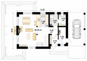 Rzut projektu Weranda 4 (CE) - parter