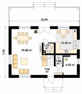 Rzut projektu Malinowy (KO) - parter
