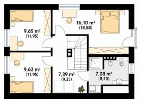 Rzut projektu Malinowy (KO) - poddasze