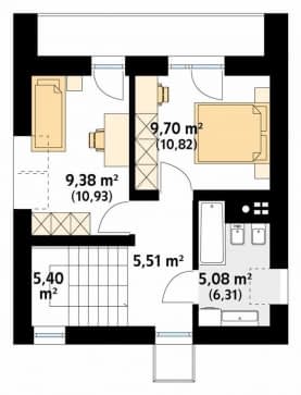 Rzut projektu Mandarynka 2 (CE) - poddasze
