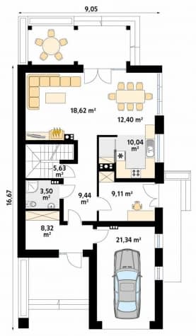 Rzut projektu Amarylis 4 (CE) - parter