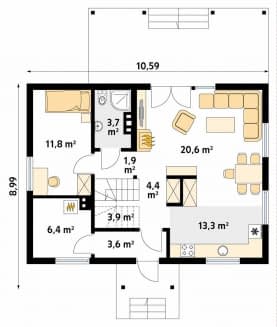 Rzut projektu Anka dr-S (DR-S) - parter