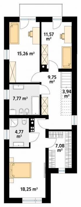 Rzut projektu Daglezja W (CE) - pietro1