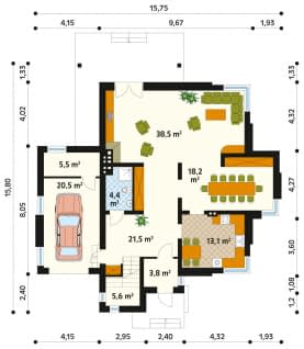 Rzut projektu Luna (CE) - parter
