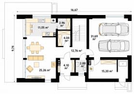 Rzut projektu Pogodny 3 (CE) - parter