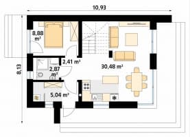 Rzut projektu Kruszyna 4 (KO) - parter