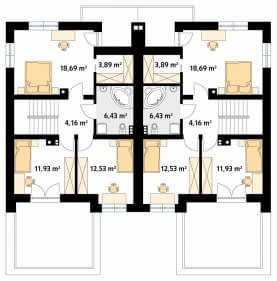 Rzut projektu Oliwkowy (CE) - poddasze