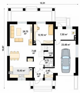 Rzut projektu Sopran 8 (CE) - parter