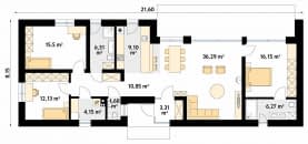 Rzut projektu Paproć 2 (PH) - parter