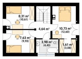 Rzut projektu Bez 4 (Y) - poddasze