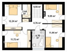 Rzut projektu Jeżyna 3 (CE) - poddasze
