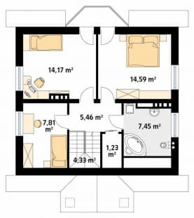 Rzut projektu Pliszka 4 (CE) - poddasze