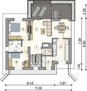 Rzut projektu S-GL 1649 Skarpa IV - Parter