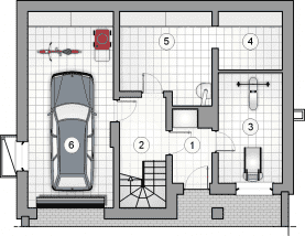 Rzut projektu S-GL 1649 Skarpa IV - Piwnica
