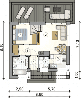 Rzut projektu S-GL 1546 Ricky - Parter