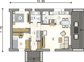 Rzut projektu S-GL 1592 Stokrotka III - Parter
